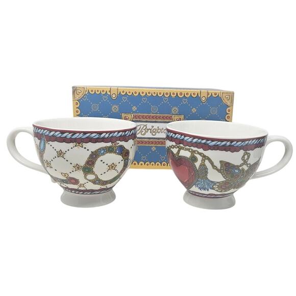 NEW Brighton 2 Tea Coffee Cocoa Cup Mug LOVE Holiday Jewel With Box Ceramic - Picture 1 of 8
